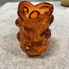 Rare Vintage Viking Glass Short Stump Patio Lite Glimmer Persimmon  picture