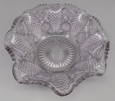 EAPG Sun Kissed Lavender Hobstar Scalloped Vtg Bowl Purple Art Brilliant Rare picture