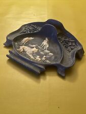 Incolay Stone Trinket Jewelry Tray M.L. May 1992 Wolf Forest Scene USA  Genuine picture