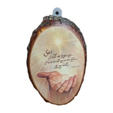 VINTAGE JESUS ISAIAH 49:15 WOOD WALL PLAQUE PICTURE HANGING MID CENTURY 8
