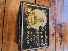 SCARCE 1920s/30s Antique Vintage Tin Litho Cobra Boot polish Advertising Tin picture