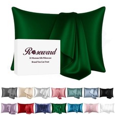 100% Mulberry Silk Pillowcase for Hair and Skin, Real 22 Momme King, Emerald picture