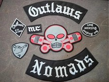 Outlaws MC Nomads Skull and Pistons Full Back Patch Set – Embroidered Biker Vest picture