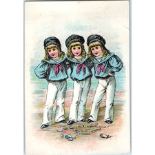 Vtg Trade Card Wheeler Stevens Grocery Zanesville OH Blended Coffee Sailor Kids picture