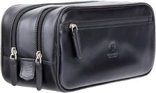 Visconti Men's Monza Collection Leather Wash Bag for Travel Cognac Black  picture