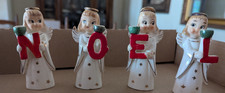 Vintage 1950s Commodore Christmas Heavenly Noel Angel Candle Holders Japan picture