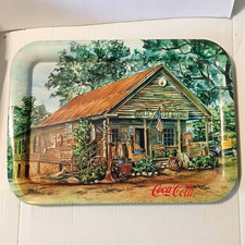 Vintage 1998 Coca Cola Metal Serving Tray The Old Saute Store Jeanne Mack Art picture