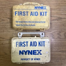 Lot Of 2 Vtg NYNEX First Aid Kit White Plastic Case Telephone Memorabilia picture