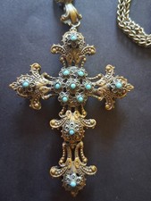 Rare vintage/ antique double sided cross pendant/ necklace picture