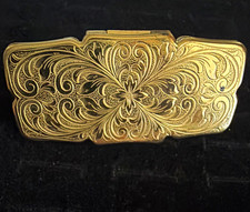 Vintage 1960s Stratton Lipview Lipstick Mirror Holder Gold Tone Scrollwork Engra picture