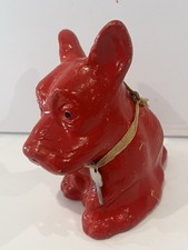 Vintage Antique RED SCOTTIE DOG BANK 1940s Paper Mache Papier Terrier 5