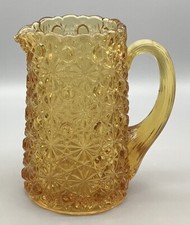 Vintage Cream/Pitcher Crystal Daisy-Button Old Gold-Hobbs Brockunier 1884-1892 picture