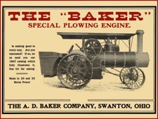 1907 A.D. Baker Special Plowing Engine NEW Sign 24x30