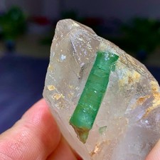 62G Natural green tourmaline quartz crystal cluster mineral specimen picture
