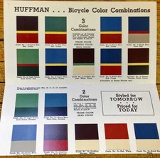 antique 1941 HUFFMAN bike Catalog BICYCLE COLOR COMBINATIONS picture