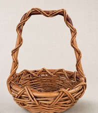 Vintage Wicker Gathering Basket: Twisted Handle, Rustic Farmhouse Market Decor picture
