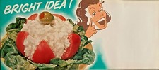   Vintage Grocery Store Paper Sign-Tomato, Cottage Cheese, Olive - 1950's 