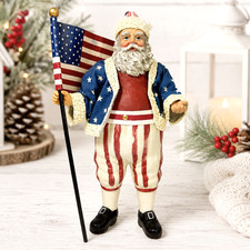 1991 Possible Dreams Clothtique Patriotic Santa Holding Flag Figure Christmas 7