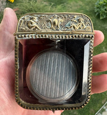 Antique French Pocket Watch Box Casket Napoleon III Beveled Glass Vitrine Putti picture