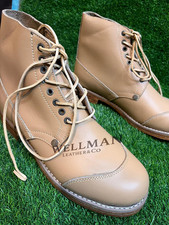 WWII Italian Military M32 Leather Ankle Boots Tan Lace Up Cap Toe Shoes picture