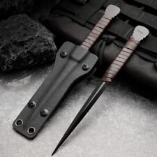 80CRV2 Steel Ice Pick Knife Fixed Blade Hunting Survival Camping Leather Wrapped picture