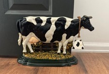 Vintage 7 lb. Cast Iron Holstein Cow with Bell 15