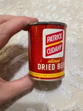 VINTAGE PATRICK CUDAHY SLICED DRIED BEEF TIN STEEL COIN BANK CIRCA 1960'S picture