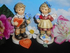 HUMMEL FIGURES FOR MOMMY w/FLOWER PIN 2258 + A GIFT FOR YOU/HEART PIN 2259 MINT picture