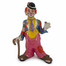 Vintage Ceramic Hobo Clown Figurine With Cane Hand Painted Collectible Deco, 16” picture
