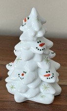 Mosser Glass Christmas Tree WHITE Hand-Painted w/ SNOWMAN FACE - 5.5