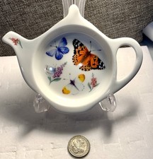 ROY KIRKHAM TEA BAG HOLDER 2008 “Butterfly Garden” FINE BONE CHINA  Lot# 120 picture