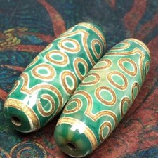 2PC Tibetan 21 Eye Dzi Beads Set  New Agate Raw Stone Loose Beads picture