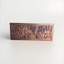 Vintage Wood Relief Storyboard Micronesia Billy Andon 21 X 8,5 In picture