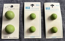 BGE Vintage Buttons 3 New Cards of 6 Buttons Shank Green Balls Made in Holland picture