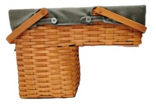 Longaberger 2002 Stair Step Basket with Cloth Liner, Plastic Insert & Charm picture