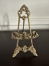 Vintage Brass Easel Stand Florentine Art Plate Ornate Victorian Style 7 x 3” picture