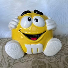 Vintage M&Ms Yellow Peanut Cookie Jar Ceramic Candy Canister Lid Galerie 2002 picture