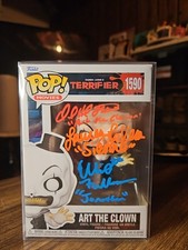 Triple Signed Terrifier Art The Clown Funko With Beckett COA And Protector picture
