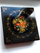 Mstera 1960's  Lacquer Box Vintage USSR Art Handmade Flowers Palekh picture