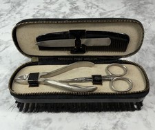 Vintage Gentlemens Leather Travel Grooming Kit With Shoe Brush Made In Austria picture