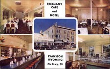 Evanston Wyoming WY Freeman's Caf� & Hotel Interior c1950s-60s Postcard picture