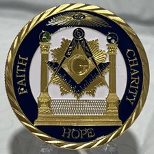 * Freemason Challenge Coin “Faith Charity Hope” Proud Freemason Coin picture
