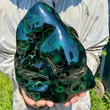 7.16LB Natural glossy Malachite transparent cluster rough mineral sample picture
