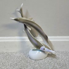 Vintage Hollohaza Hand-Painted Porcelain Sturgeon Eel Fish Figurine picture