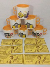 McDonald’s Vintage 1983 Travel Sippy Coffee Cups Mugs w/ Lid Set Of 6 + Coupons  picture