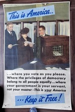 WWII Poster 1942 Sheldon Claire Company This Is America Keep It Free Voting picture