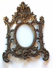 Antique Victorian Rococo Revival Cast Metal Oval Picture Frame picture