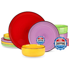 Vancasso Bonita Stoneware Dinnerware Sets 12 Pieces Multicolor Dishwasher Microw picture