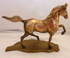 Vintage Brass Horse Statue -Chinese Characters Engraved on Base picture