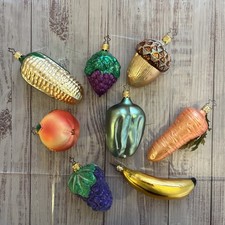 8 Vtg Inge Old World Christmas Glass Fruit Veg Ornaments Lot Grape Corn Germany picture